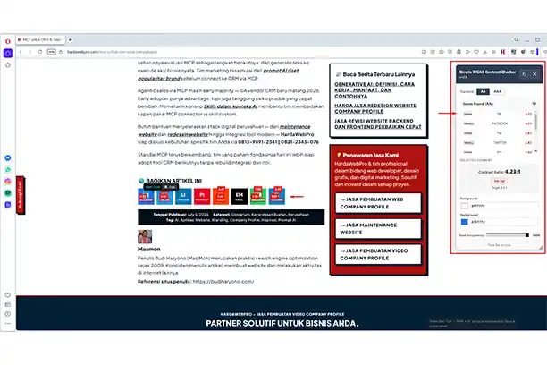 Screenshot Simple WCAG Contrast Checker di Opera Add-ons